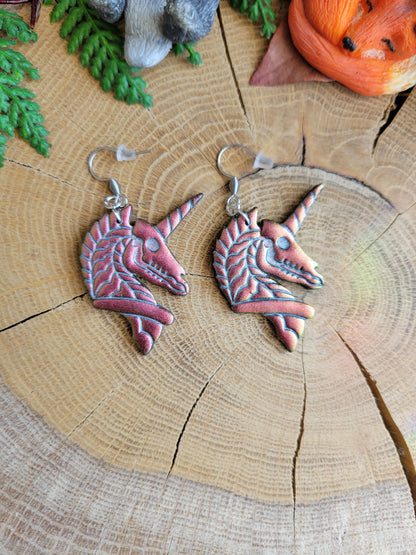 Golden Deathly Unicorn Earrings
