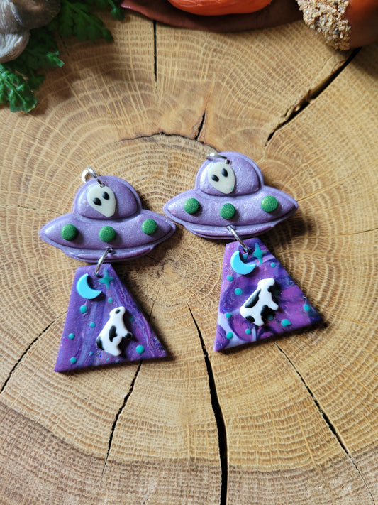 Alien Abduction: Purple Beam Earrings