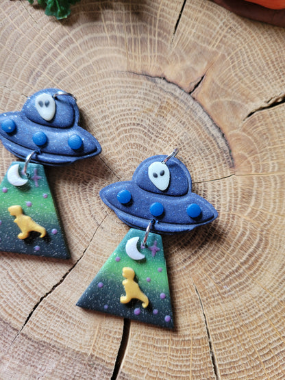 Alien Abduction: T-Rex Earrings.