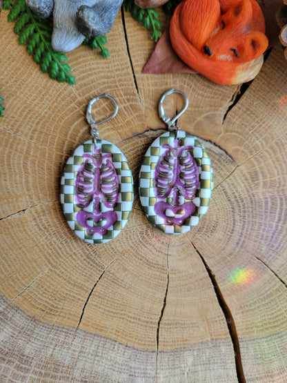 Checkered Ribcage Earrings