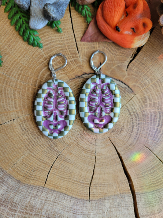 Checkered Ribcage Earrings