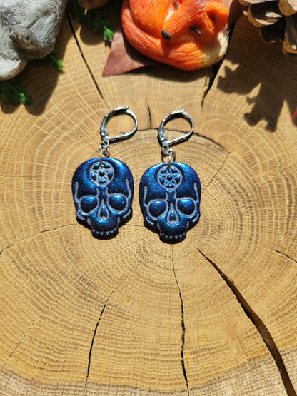 Metallic Skull Amulet Earrings