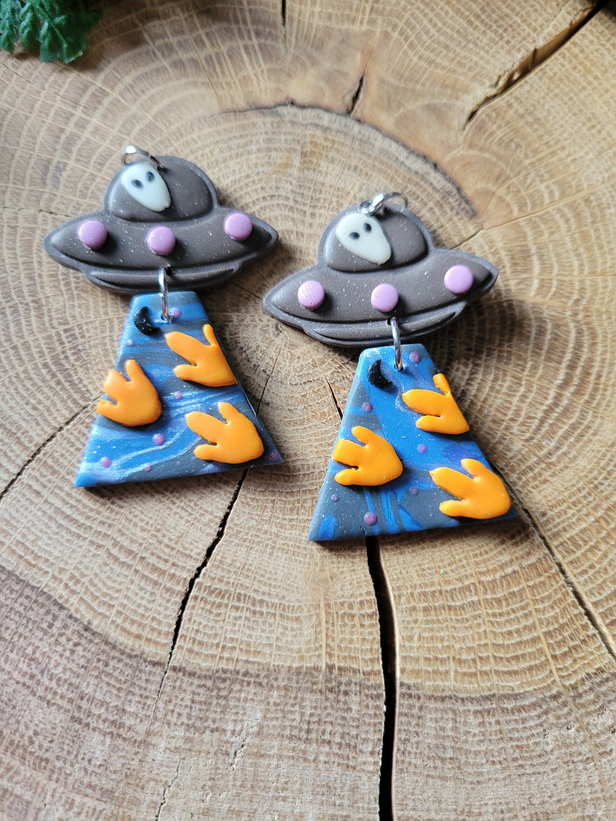 Alien Abduction: Dino Print Earrings.