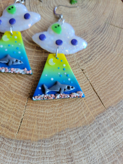 Alien Abduction: Great White Earrings.