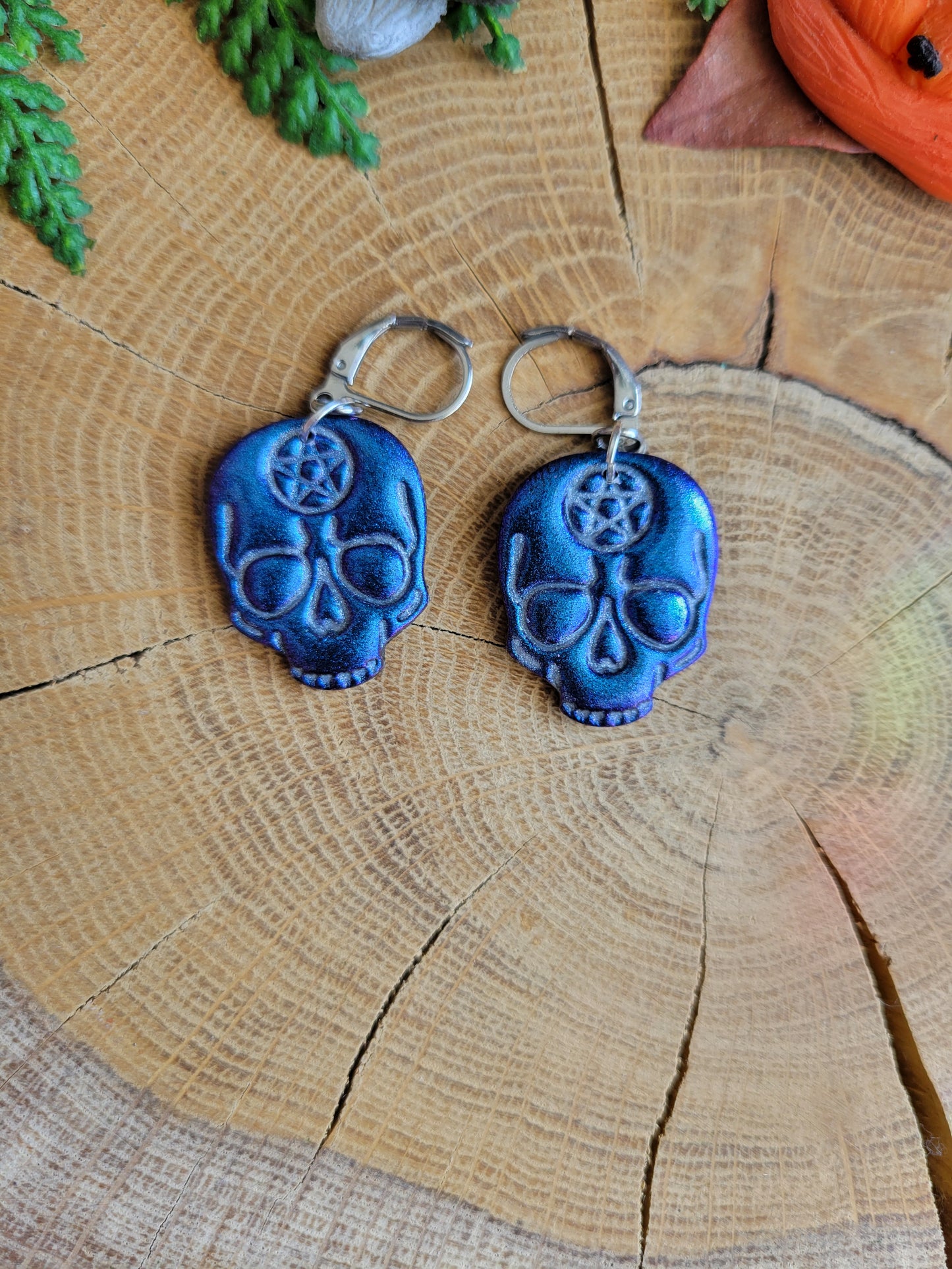 Metallic Skull Amulet Earrings