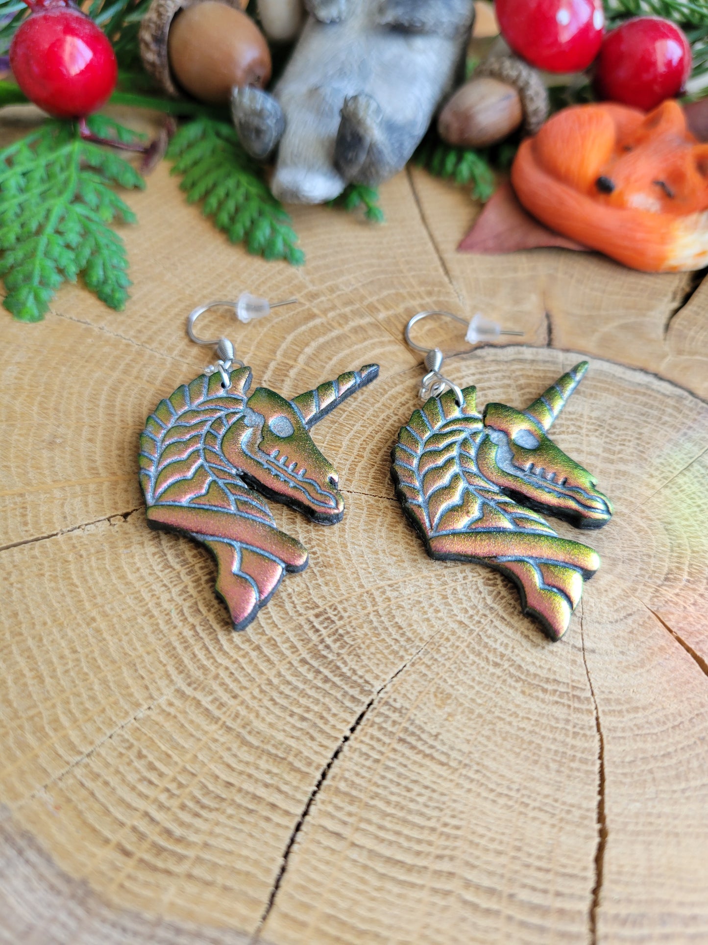 Golden Deathly Unicorn Earrings