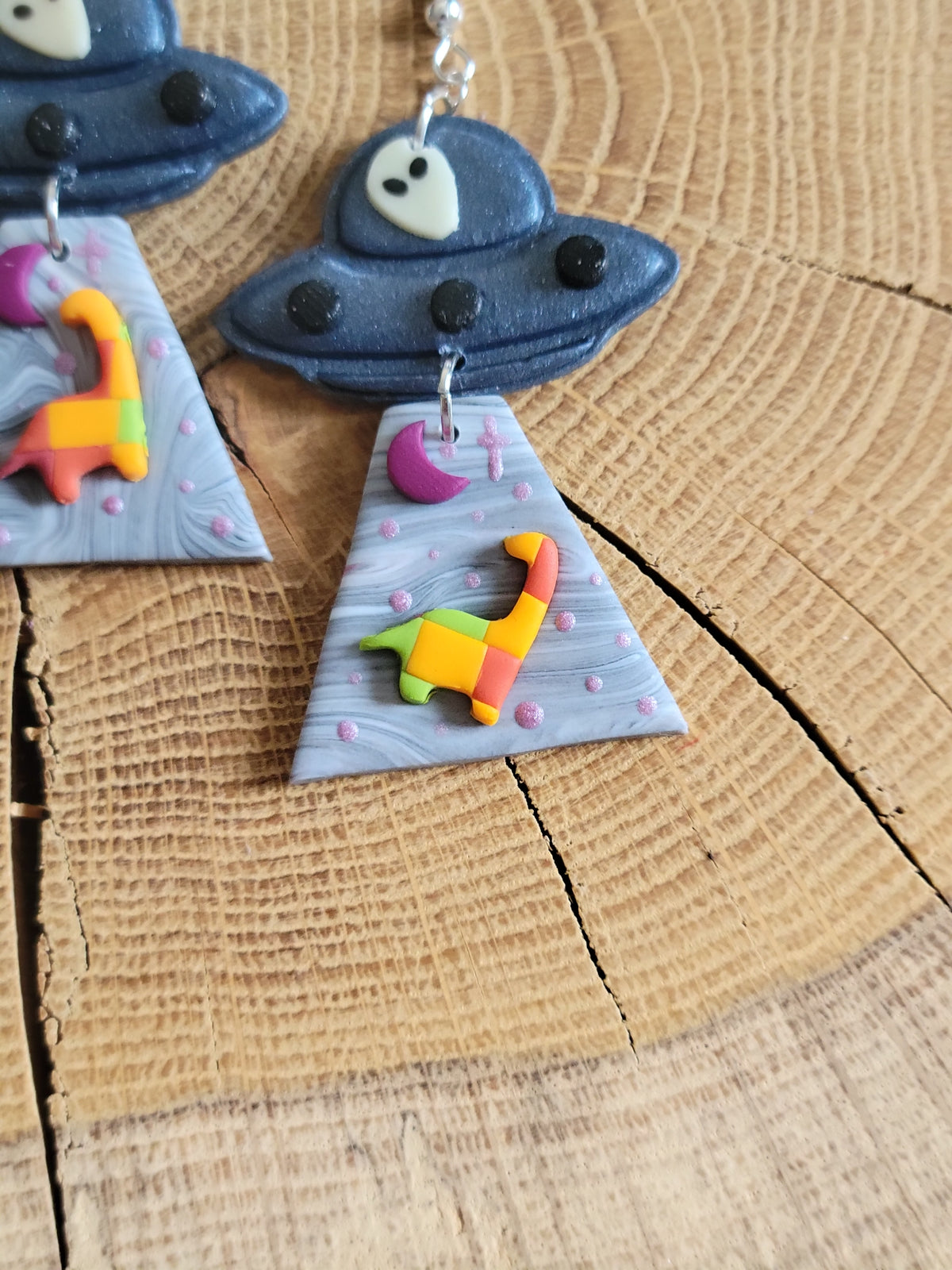 Alien Abduction: Patchwork Diplo Earrings.