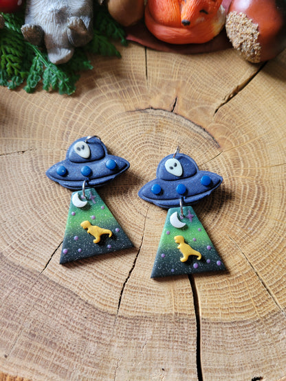 Alien Abduction: T-Rex Earrings.