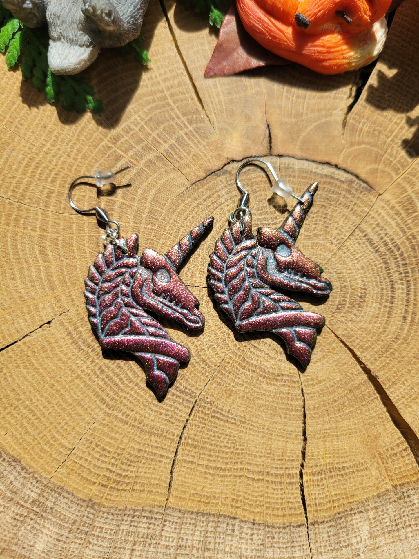 Golden Deathly Unicorn Earrings