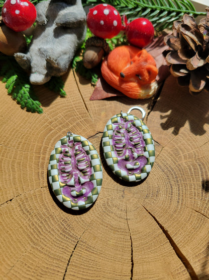 Checkered Ribcage Earrings