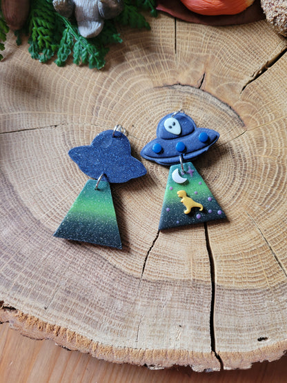Alien Abduction: T-Rex Earrings.