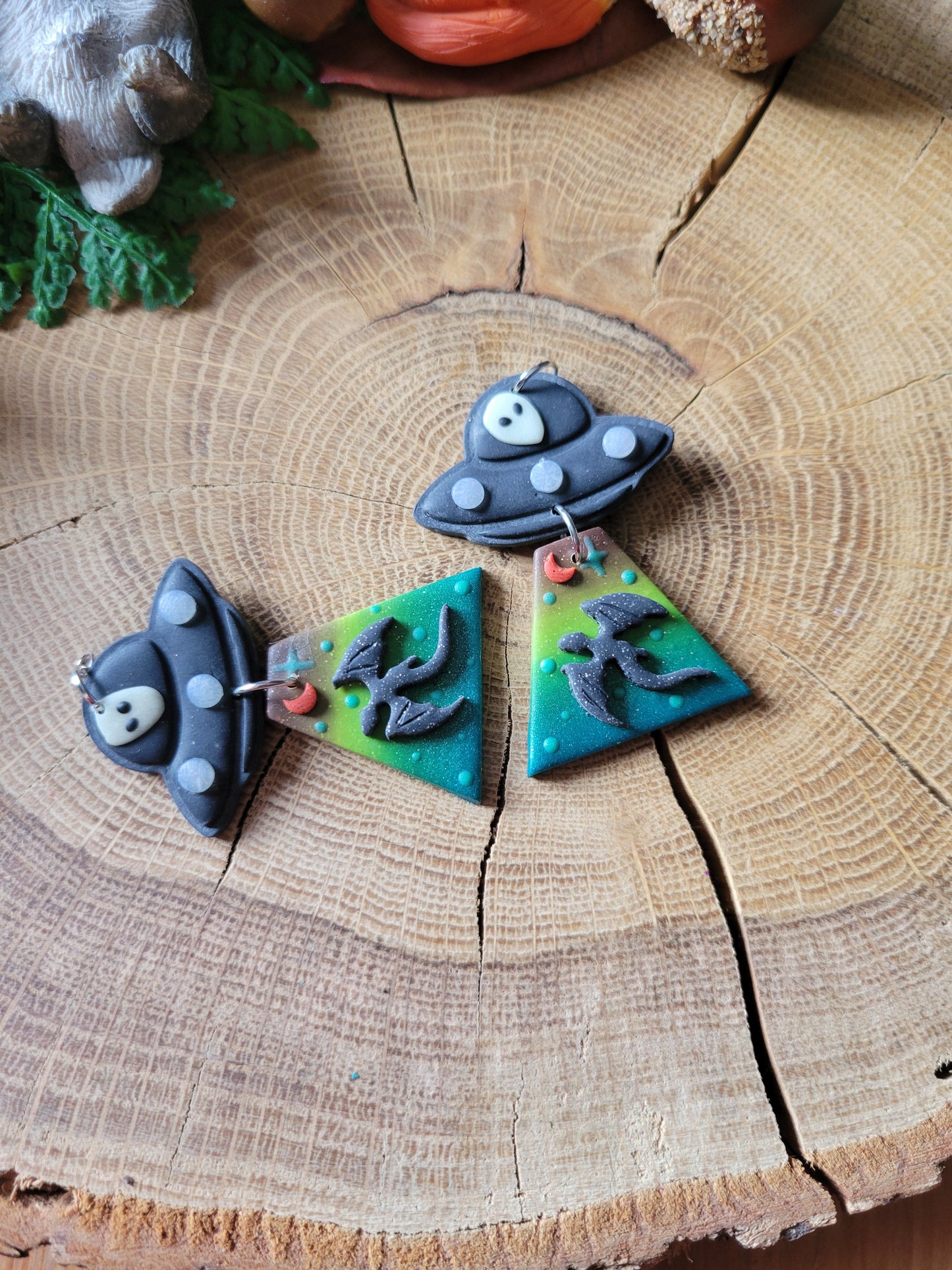 Alien Abduction: Forgotten Dragon Earrings.